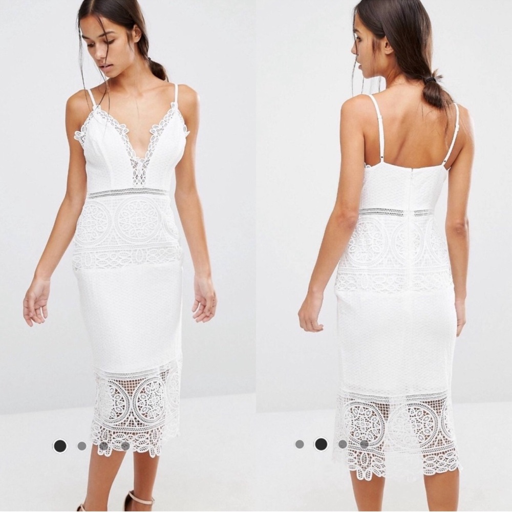 Lace Body-Conscious Midi Dress